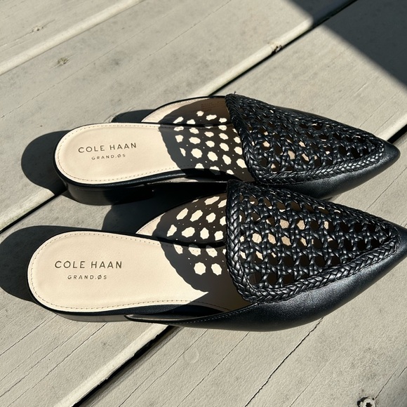 Cole Haan Black Cane Slip-on Mule Slide 8.5B Womens Never Been Worn - Picture 4 of 5